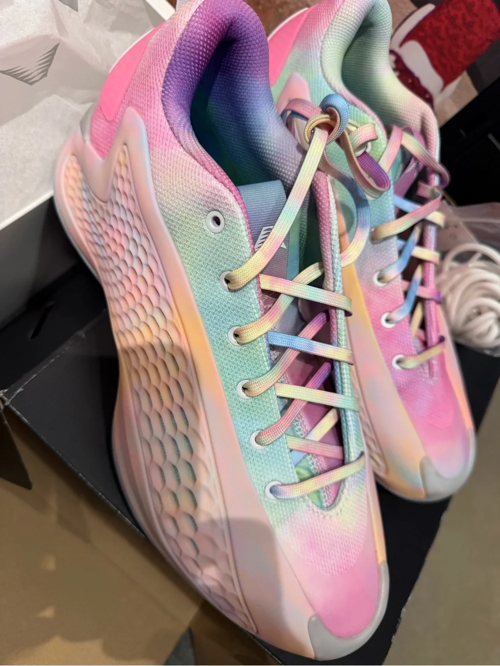 Anthony Edward’s candy Gradient Lace-Up Athletic Sneakers - Pink/Multicolor